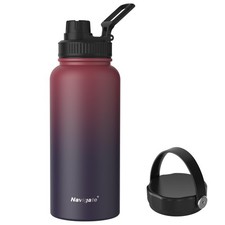 32 oz Insulated Stainless Steel Sports Water Bottle with Spout & Handle Lids,...