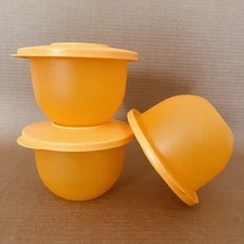 Tupperware Impressions Bowls (Set of 3) Containers Yellow/Orange 16 oz #3621