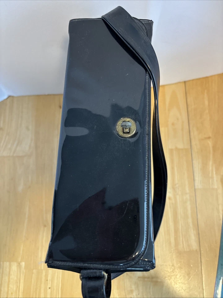 1960s Ballet Bag Lunchbox French? Black Vinyl Rare Red Image 10x10x3.5 Inch - Image 3 of 4