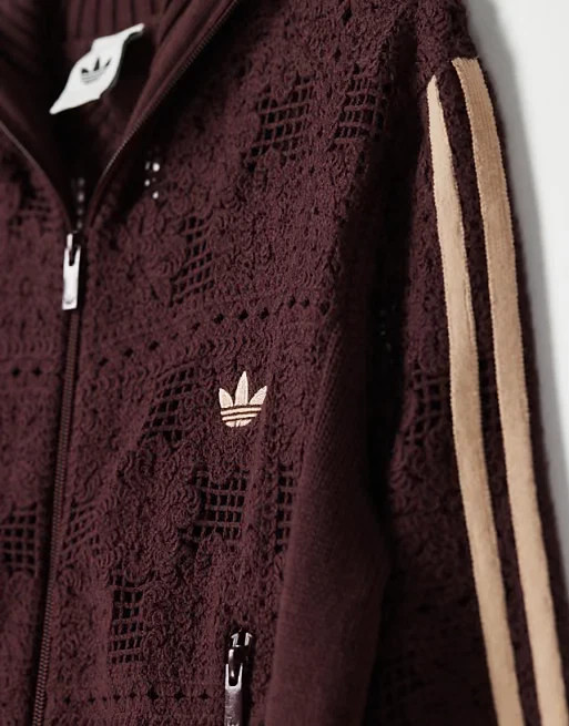 adidas Originals x ASOS Crochet Tile Knitted Track Jacket Brown