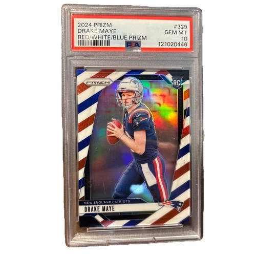 2024 Panini Prizm - Rookies Drake Maye #329 Red White & Blue Prizm (RC) PSA 10