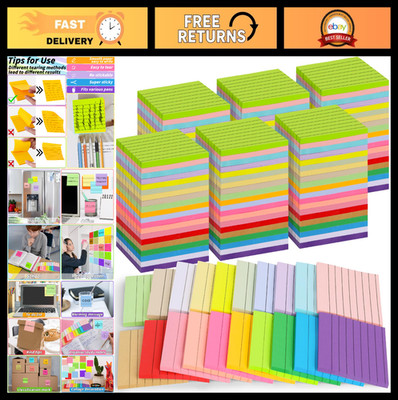 100 Pack Lined Sticky Notes 3x3 Inch Bulk 20 Colors Memo Pads, 50 Sheets Per Pad