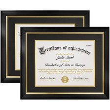 FrameMind 8.5x11 Diploma Frame 11x14 with mat for - 2pk, Black/Black