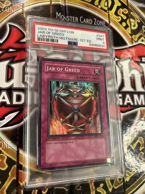 YuGiOh JAR OF GREED #LON-047 🔥PSA 9 MINT🔥 1st EDITION-2003 SUPER