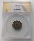 1887 Indian Head Cent 1C, AU 50 ANACS