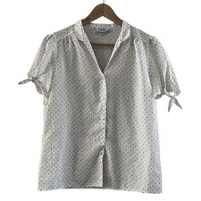 JANIS Women SZ 16 Pastel Polka Dot Shirt Top Blouse Vintage Button Up Girly GUC