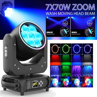 7x70W RGBW LED Bee-Eye Moving Head Spotlicht DMX Wash Zoom Bühnenlicht DJ Party
