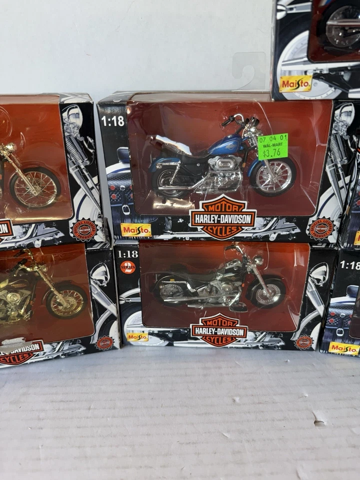 Maisto Harley Davidson FlSTF Fat Boy Moto Diecast 1:18 Lote de 7 Foto 3 de 4