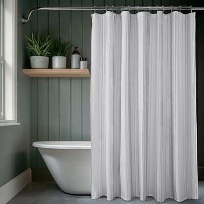  Blossom Printed Shower Curtain 71 70''W x 71''L (Pack of 1) Echo Stripes Greige