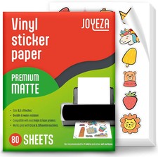 Premium Printable Vinyl Sticker Paper for Inkjet Printer - 80 Sheets Matte White