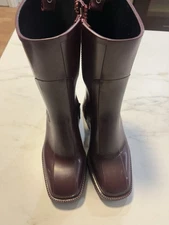 100% Authentic Women’s Chloe’ Burgundy Rubber Rain Boots US Size 10