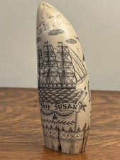 Vintage replica scrimshaw whale tooth whaling ship liberty eagle patriotic