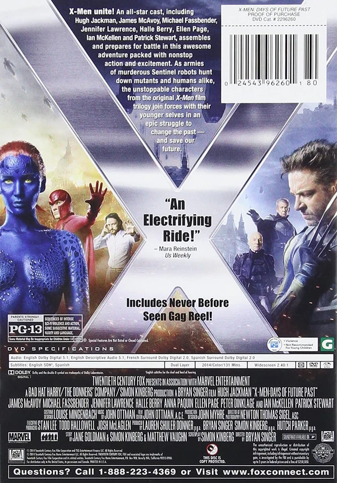 X-Men: Days of Future Past (DVD) Hugh Jackman James McAvoy Michael Fassbender - Image 2 of 2
