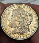 1884 S MORGAN SILVER DOLLAR KEY DATE! AU++ BEAUTIFUL OG ALBUM TONING RARE 🔥🔥🔥