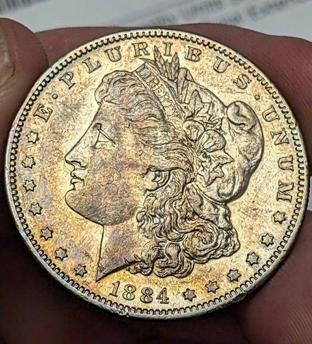 1884 S MORGAN SILVER DOLLAR KEY DATE! AU++ BEAUTIFUL OG ALBUM TONING RARE 🔥🔥🔥