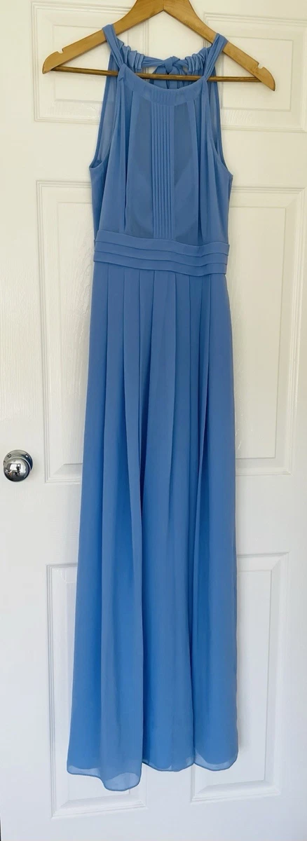 chinese dress ladies Blue High Neck Chiffon Gown