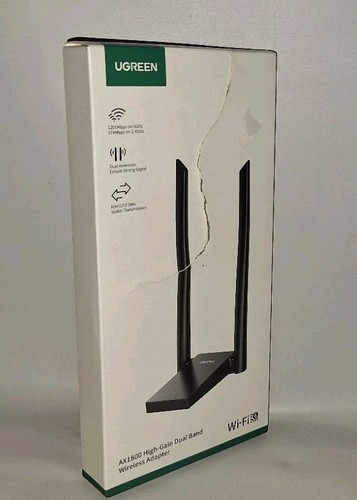 UGREEN AX1800 High-Gain Dual Band Wireless Adapter BRAND NEW WITH TEAR IN BOX - Picture 2 of 13