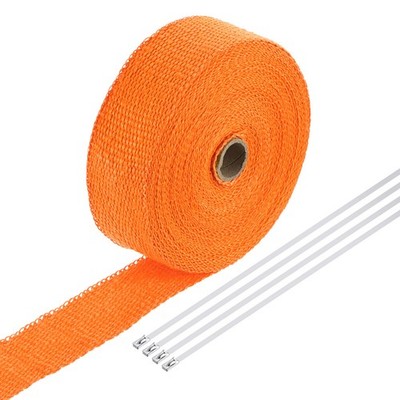 Fiberglass Exhaust Wrap Tape, 2''x50' Orange Header Heat Wrap with 4 Ties