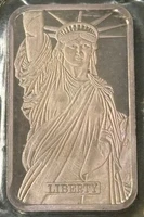 Rare Vintage 1982 1 Oz 999 Fine Silver Statue Of Liberty MTB Johnson Matthey Bar