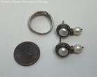 Artisan 925 Pearl Post Back Drop Earrings & Ring 7.6g — photo 2