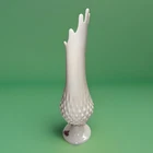 VTG Fenton Art Glass White Milk Glass Hobnail 9-Finger Swung Vase 12” Tall