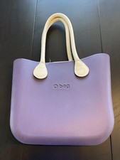 O Bag Borsa Viola Italiana Borsetta Impermeabile Bianco Manici Fodera Rimovibile
