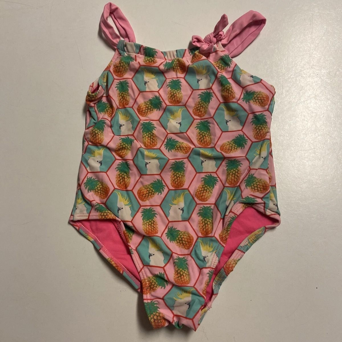 Baby Gap girls bathing suit one piece pink pineapple cockatoo