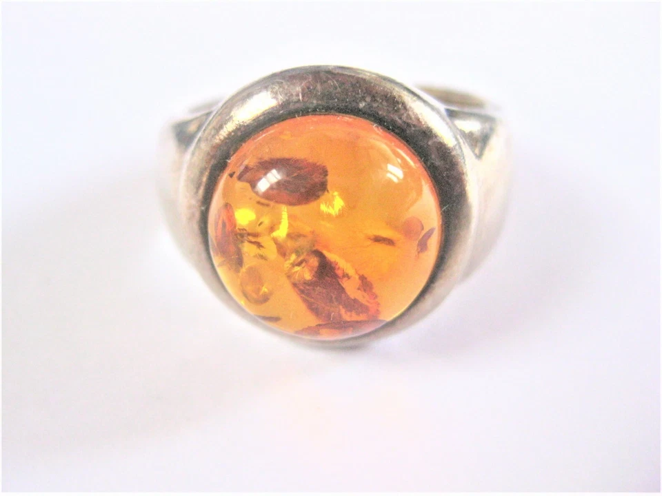 Anello Argento 925 Con Ambra, 6,52 G - Immagine 2 di 3