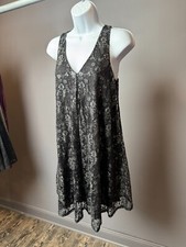 Lush Black Lace Long Sleeve Mini Dress-Little Black Dress, Size S