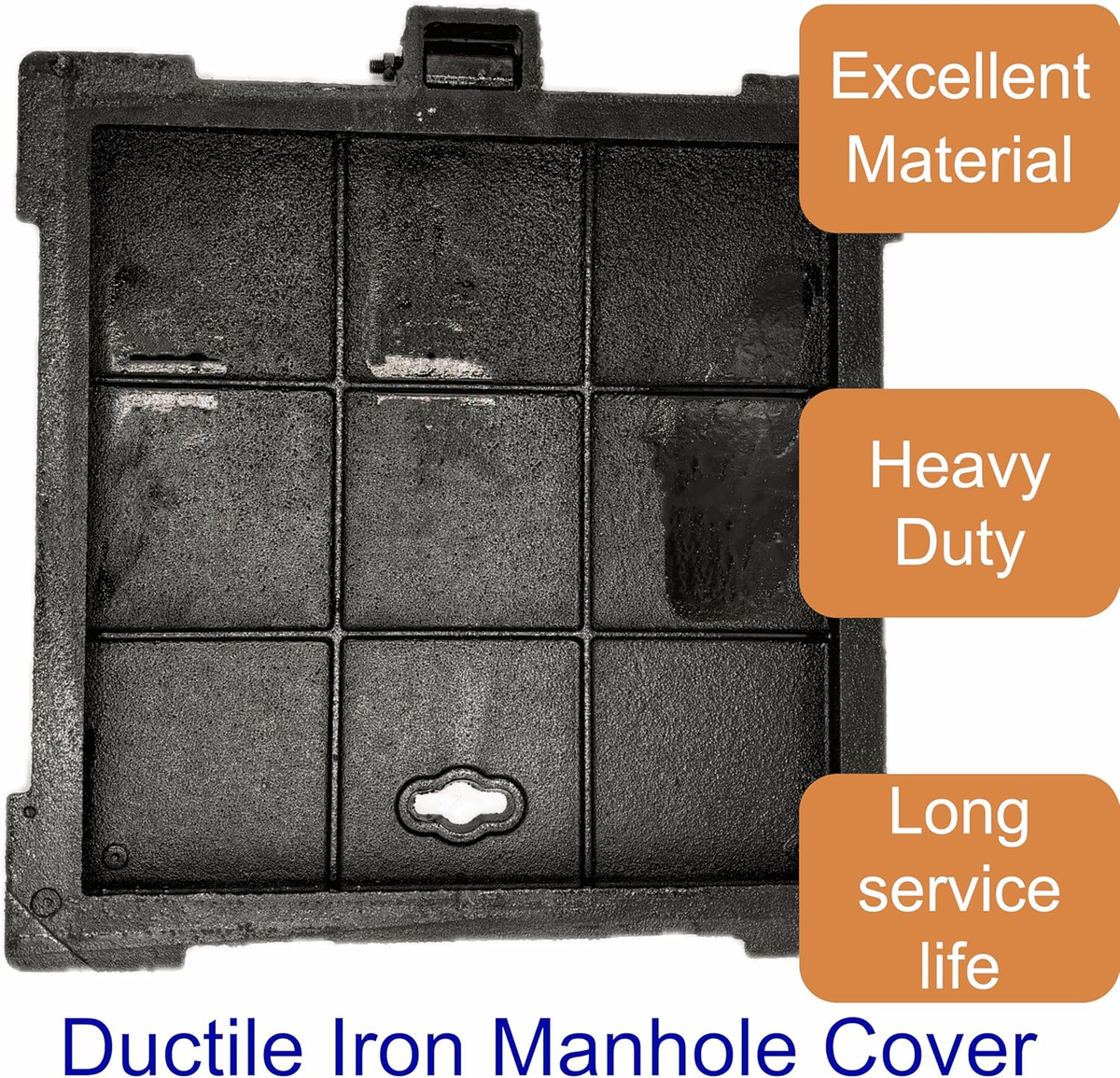 16X16 Cast Iron Manhole Cover and Frame, Black Septic Tank Lid