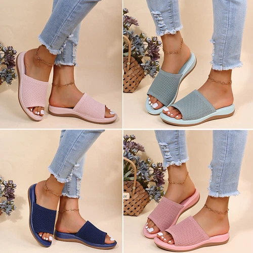 Womens Flats Ladies Slip On Fashion Slides Mules Sliders Summer Beach Sandals Sz - Picture 2 of 36
