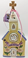 NEW Blue Sky Clayworks "EASTER BLESSINGS" Church Tea Light Candle House NWT