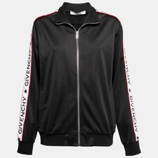 Givenchy Black Jersey Logo Tape Trimmed Zip Front Jacket M