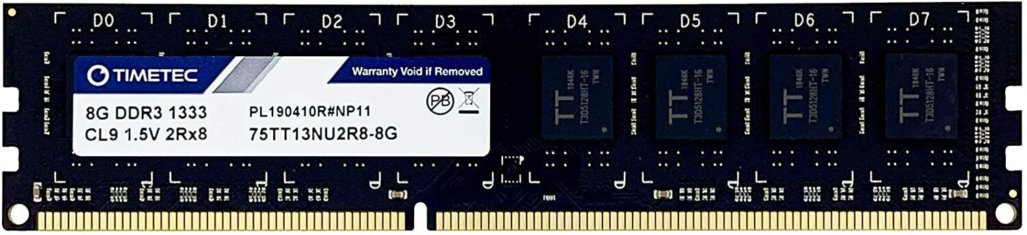 Timetec 8GB DDR3 1333MHz PC3-10600 Unbuffered Non-ECC 1.5V CL9 2Rx8
