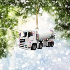 Concrete Mixer Truck Christmas Light Hanging Ornament, Truck Ornament Decor