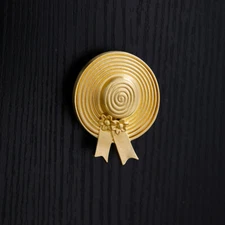 Brass Straw Hat Wardrobe Door Knob Cupboard Drawer Pull Furniture Cabinet Handle