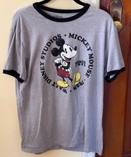 Mickey Mouse Ringer T-shirt Size XL Gray Walt Disney Studios More Like a Large 