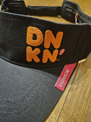 Dunkin Donuts NEW NEVER WORN Embroidered Visor Hat Cap Black  display picture 2