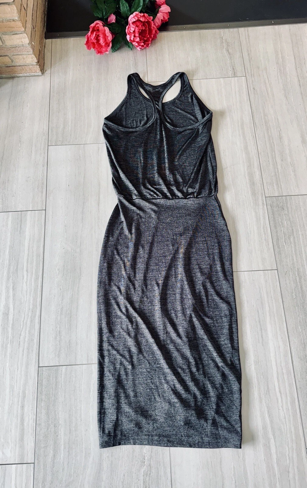 Abito da canotta posteriore T ALEXANDER WANG L XL grigio alto lavorato a maglia lunghezza intera