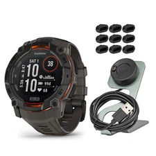 Garmin Instinct 3 50mm Solar Black with Charcoal Band GPS Smartwatch Bundle