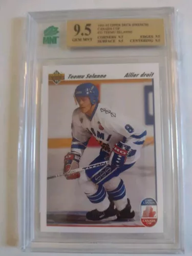 1991-92 UPPER DECK CANADA CUP TEEMU SELANNE RC ROOKIE FRENCH GRADED MNT 9.5