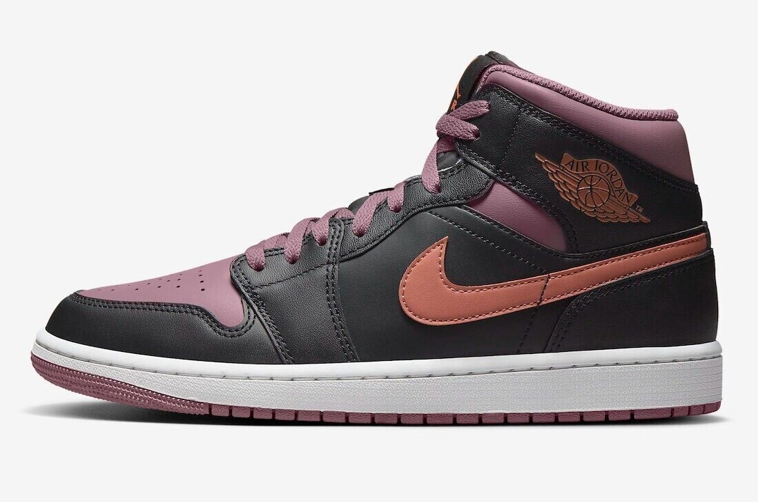 Nike Air Jordan 1 Mid Shoes Sky J Mauve Black Orange Men Nike Air Jordan 1 Mid Shoes Sky J Mauve Black Orange Men