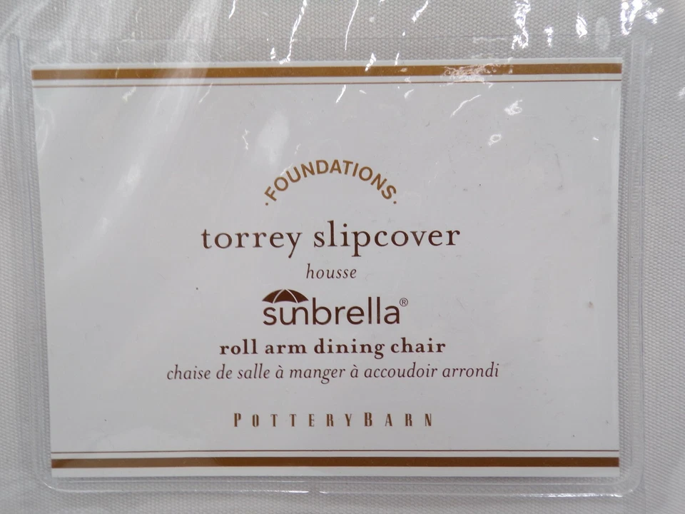 ¡Solo funda para silla de comedor Pottery Barn Torrey con brazo enrollable! Sunbrella Natural 9993 Foto 2 de 4