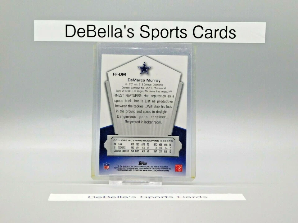 2011 Topps Chrome “Finest Freshman” #FF-DM DeMARCO MURRAY Cowboys RC - Image 2 of 2