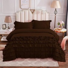 Luxury Bedding Set Ruffle Duvet Cover Bedroom Queen Bedding Sets Chocolate