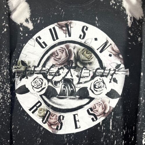 Sudadera Anvil Guns n Roses Hombre Pequeña Negra Blanca Pintura Salpicaduras Estampado Gráfico - Imagen 2 de 8
