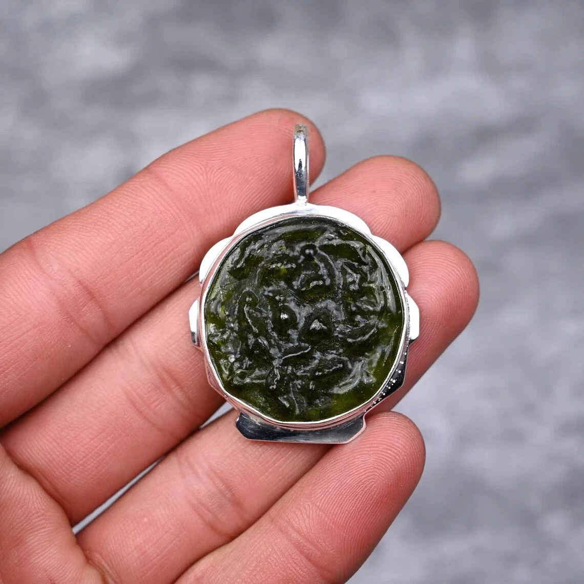 Collana Moldavite Cristallo Verde Naturale – Ciondolo A Goccia – Pietra Meteorite Energia