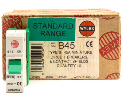 GE WYLEX PROTEUS 45A TYP B STECKSCHUTZSCHALTER B45 45 AMP 45A MCB SMT45 3KA