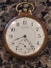 1917 ILLINOIS VERY RARE 17 JEWEL 16S GRADE 304 POCKET WATCH GOLD Filled READ