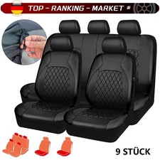 9 Stk. Universal Sitzbezüge Schonbezüge Auto Sitzbezug Sitzauflage Set Schwarz